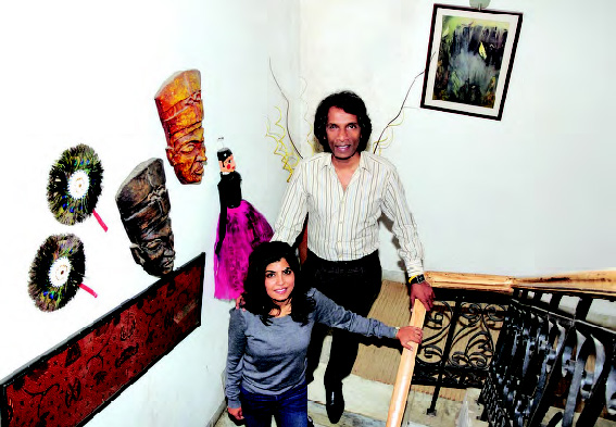 IN HIGH SPIRITS: Neena Haridas and Vinod Nair in their Palam Vihar residence
